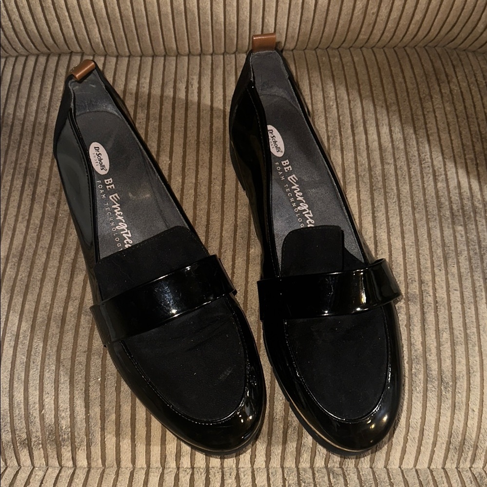 DR SCHOLLS thick sole black loafers sz 10 Gently worn! Scholl’s quality/comfort!